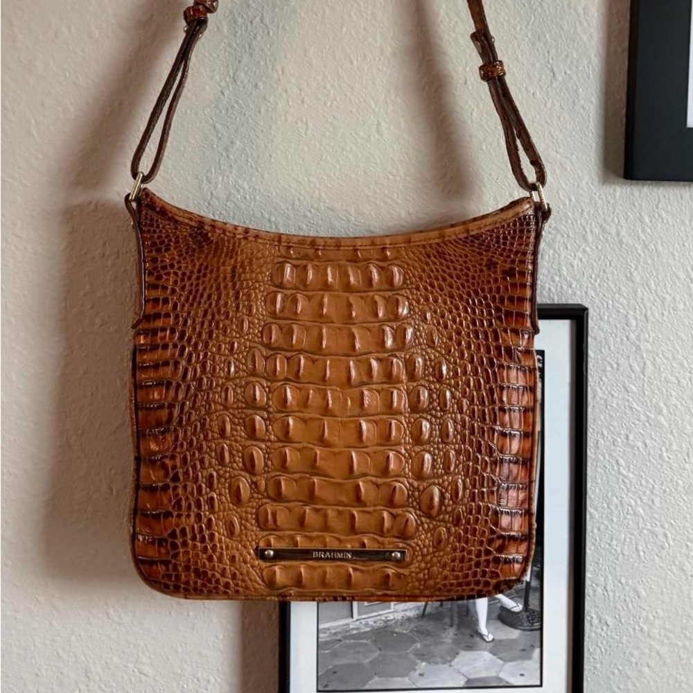 Brahmin Crocodile-Embossed Shoulder Bag